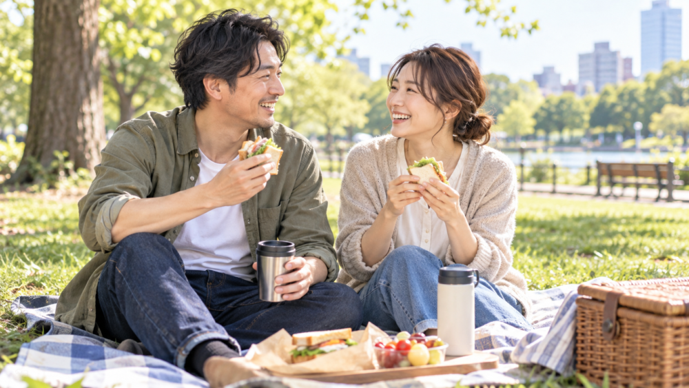 近くの公園でピクニック