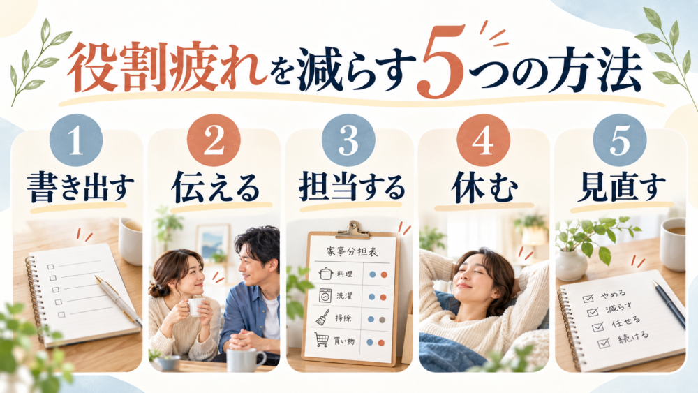 【役割疲れを減らす5つの方法の図】